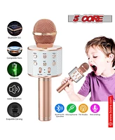 5 Core Microphone Wireless Karaoke Mic With Speaker 3 in 1 Portable Bluetooth Microfono Inalambrico - Wm Spk Copper+Gld
