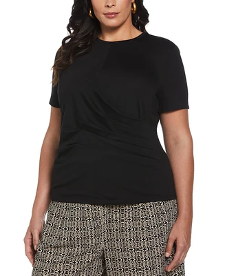Ella Rafaella Plus Asymmetrical Wrap Short Sleeve Top