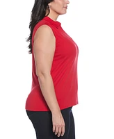 Rafaella Plus Ribbed V-Neck Sleeveless Polo T-Shirt