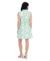 kensie Women's Cotton Embroidered Sleeveless Dress