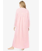 Only Necessities Women's Long 2-Piece Cabbage-Rose Peignoir Set