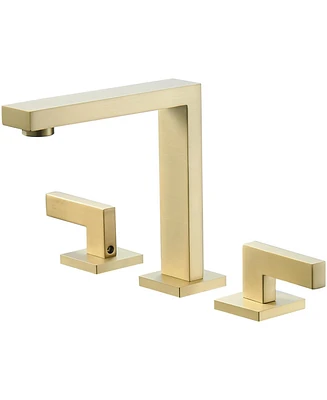 8 in. Widespread Double Handle Bathroom Faucet With Supply Hose in Brushed Gold