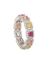 Suzy Levian New York Sterling Silver Rainbow Cubic Zirconia Princess Cut Eternity Band