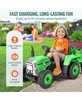 Kids Ride on Tractor 12V Electric Toy Tractor with Trailer Remote Control