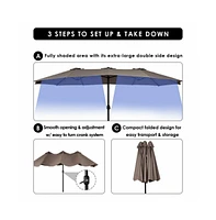 15 Feet Double-Sided Outdoor Patio Umbrella with Crank without Base