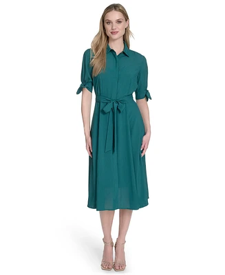 Calvin Klein Women's Chiffon Short-Sleeve Shirtdress