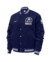 Nike Men's Blue Nba All World Hoops Team 31 Trend Corduroy Full-Snap Bomber Jacket