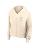Nike Women's Cream Dallas Cowboys Glory Cropped Full-Zip Hoodie