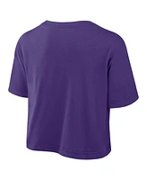 Nike Women's Purple Lsu Tigers Power Pursuit Athletic Prep Arch Performance Cropped T-Shirt