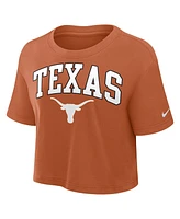 Nike Women's Texas Orange Longhorns Power Pursuit Athletic Prep Arch Performance Cropped T-Shirt