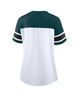 Fanatics Women's White/Midnight Green Philadelphia Eagles Athena Rhinestone Lace-Up V-Neck T-Shirt