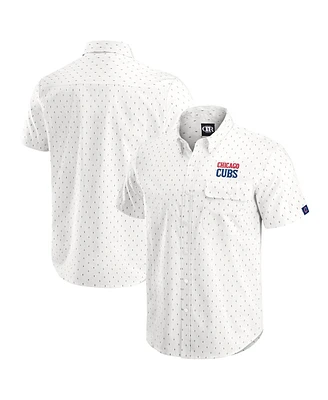 Darius Rucker Collection by Fanatics Men's Cream Chicago Cubs Printed Button-Down Shirt