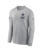 Nike Men's Heather Gray Dallas Cowboys Sideline Performance Long Sleeve T-Shirt
