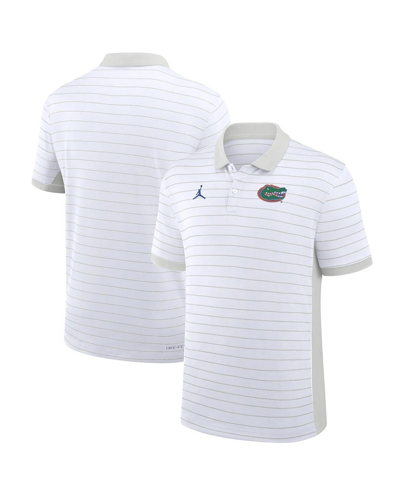 Jordan Men's White Florida Gators 2025 Early Season Coaches Sideline Victory Stripe Performance Polo Shirt