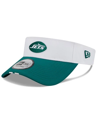 New Era Men's White/Green New York Jets 2025 Nfl Training Camp Adjustable Visor Hat