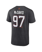 Fanatics Men's Connor McDavid Charcoal Edmonton Oilers Authentic Stack Name Number T-Shirt