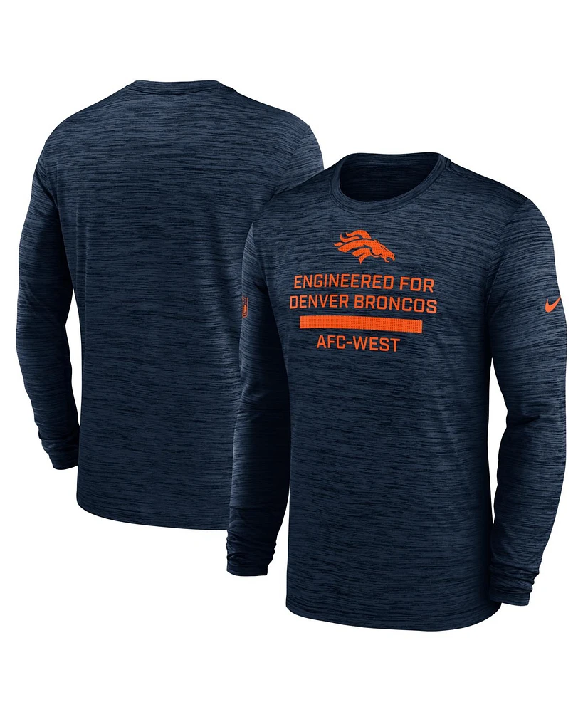 Nike Men's Navy Denver Broncos Sideline Velocity Performance Long Sleeve T-Shirt