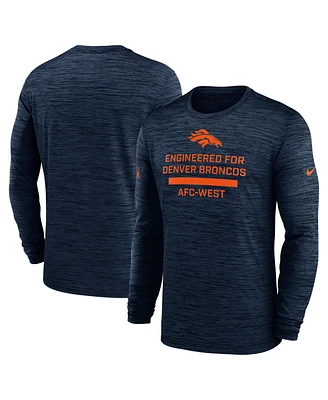 Nike Men's Navy Denver Broncos Sideline Velocity Performance Long Sleeve T-Shirt