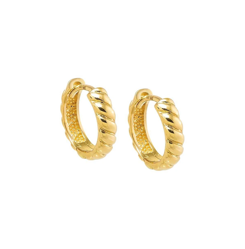 By Adina Eden Solid Flowy Ridged Huggie Earring 14K