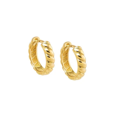 By Adina Eden Solid Flowy Ridged Huggie Earring 14K