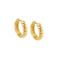 By Adina Eden Solid Flowy Ridged Huggie Earring 14K