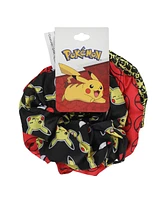 Pokemon Pikachu & Pokeballs Aop 3-Pack Scrunchies