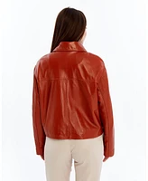 Furniq Uk Women's Cropped Leather Jacket, Created for Macy's