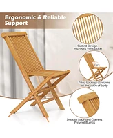 Costway Patio Chairs Set of with Slatted Seat & Backrest No Assembly Needed for Poolside