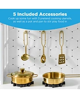 Best Choice Products Farmhouse Play Kitchen Toy for Kids w/ Chalkboard, Storage Shelves, 5 Accessories