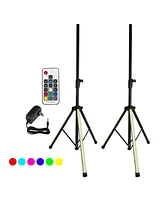 5Core Speaker Stand 2Pcs Tripod w Rgb Lights Adjustable 72 Inch Dj Studio Monitor Stands