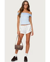 Edikted Women's Deni Off Shoulder Striped Knit Top