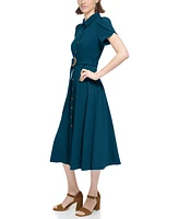 Calvin Klein Women's Scuba Crepe Belted Shirtdress