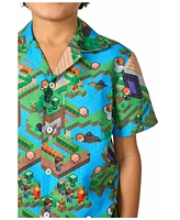 OppoSuits Big Boys 2-Piece Minecraft Summer Short Sleeve Shirt and Shorts Set