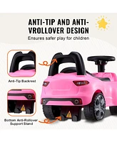 Toddler Ride On Push Car Ages 1-3 with Music Steering Wheel and Under Seat Storage