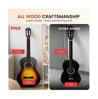 Pyle 36" 3/4 Scale Classical Guitar Kit with Digital Tuner & Accessories - Sunburst, PGACLS82SBD
