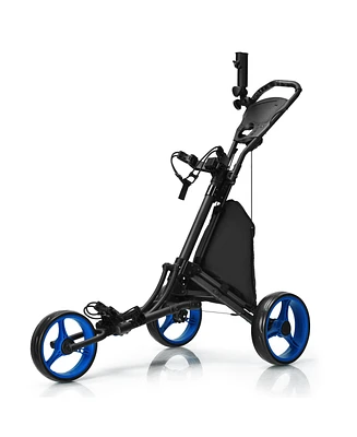 3 Wheels Folding Golf Push Cart with Storage Bag and Scoreboard