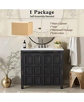 Casainc 36" Bathroom Vanity Organizer with Ceramic Sink, Stylish & Functional Storage