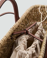 Mango Women's Large Double-Handle Natural Fiber Basket Bag