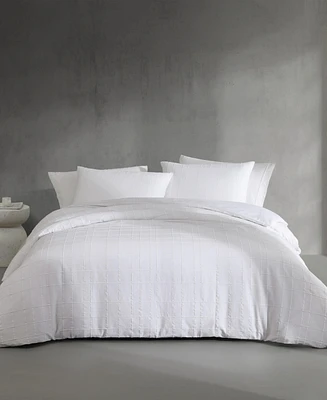 Calvin Klein Solid Puckered Grid 3-Pc. Duvet Cover Set
