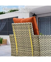 Xizzi15 Piece Outdoor Patio Furniture Sets with Fire Pit Table,Wicker Sectional Sofa with Patio Swivel Chairs,Solar Powered Coffee Table and Ottoman