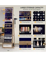 Vlsrka 360-degree Rotatable Floor Standing Full-Length Jewelry Armoire