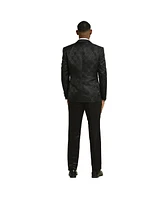 Stacy Adams Men's 3-Piece Paisley Jacket With Solid Vest And Pants Suit Notch Lapel
