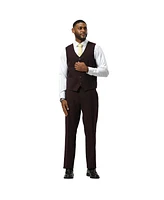 Stacy Adams Men's 3-Piece Paisley Jacket With Solid Vest And Pants Suit Peak Lapel