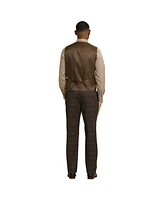 Stacy Adams Big & Tall Glen Plaid 3-Piece Jacket With Solid Vest And Pants Suit Peak Lapel