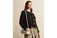Women's Woven Leather Barrel Bag
