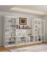 High quality luxury white multifunctional Tv cabinet, display cabinet, 12 doors, tempered glass