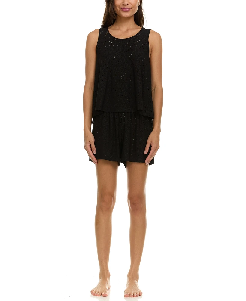 Flora by Nikrooz Women's Dulce Eyelet Knit Pajama Set