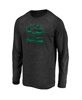Fanatics Men's Black Green Bay Packers Iconic Striated Dark Logo Raglan Long Sleeve T-Shirt