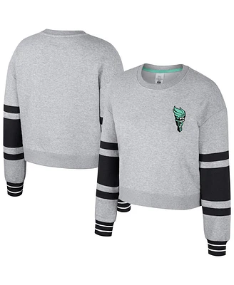 Stadium Essentials Men's and Women's  Heather Gray New York Liberty Cropped Pullover Sweatshirt