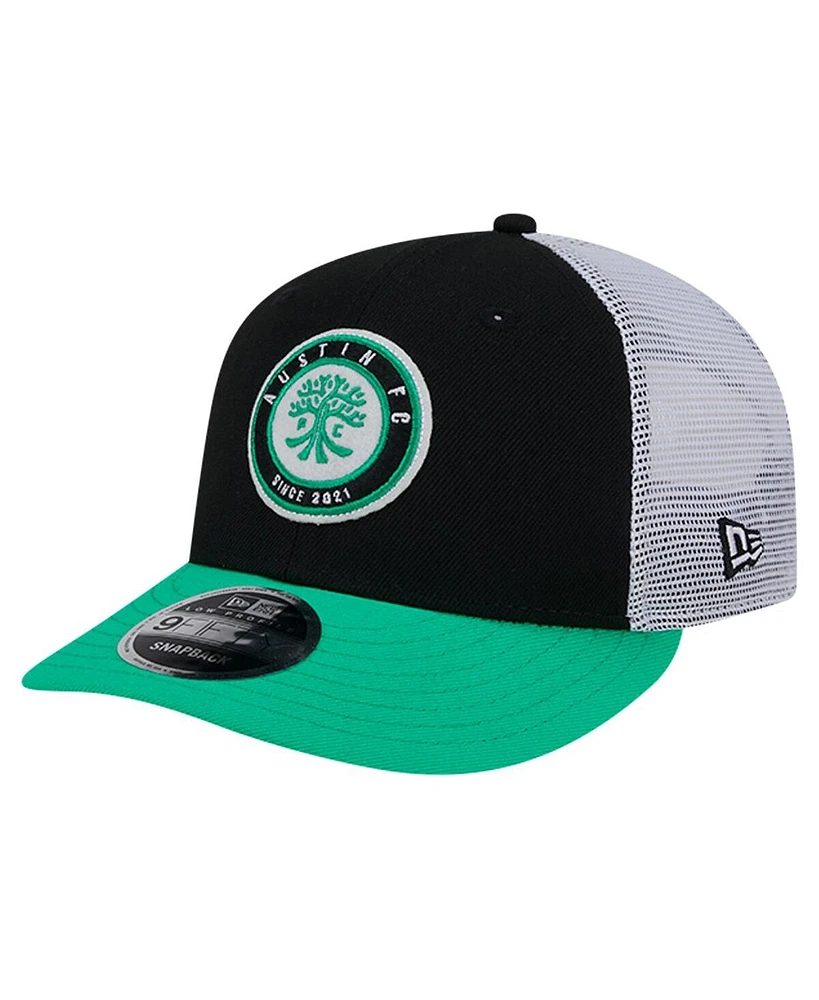 New Era Men's Black Austin Fc Throwback Trucker Low Profile 9FIFTY Snapback Hat